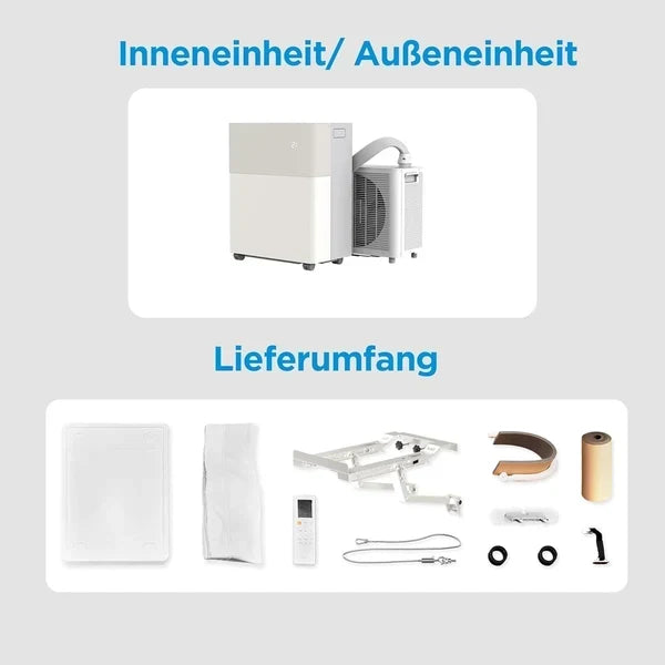 Midea PortaSplit-E Tragbare Klimaanlage 12000 BTU Heizung Kühlung, Fernbedienung