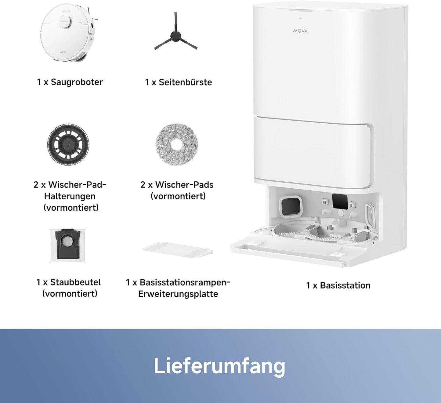 Mova E30 Ultra, 7.000Pa, Selbstreinigung, 10,5 mm Hebemopp, Teppicherkennung