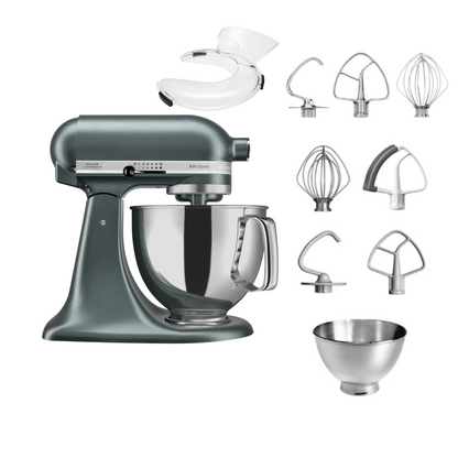 KitchenAid 4,8 L 5KSM175 Artisan Küchenmaschine Steellover mit Edelstahl-Werkzeugen