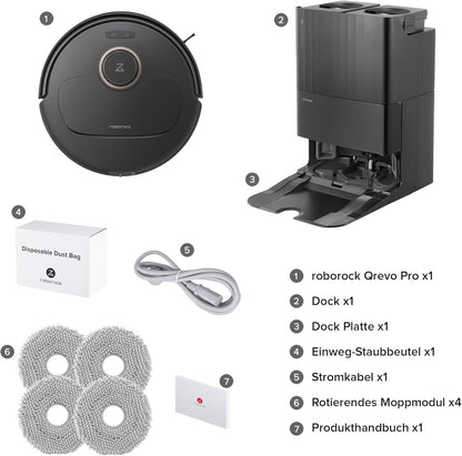 Roborock Qrevo Pro Set, 7000 Pa, FlexiArm™, 60 °C Moppreinigung