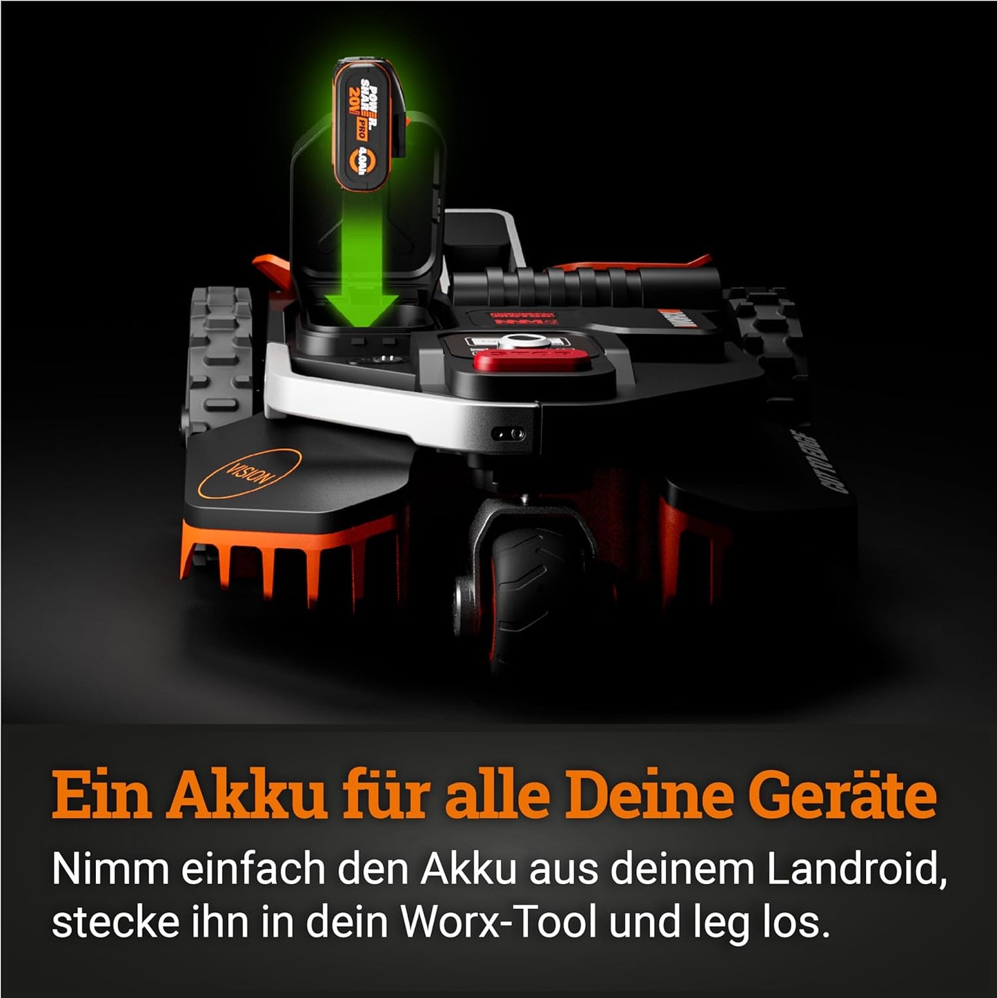 WORX Vision L1600 Mähroboter 1600 m² ohne Kabel, KI & Igelschutz
