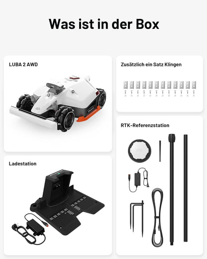 MAMMOTION LUBA 2 AWD 5000X Mähroboter 5000 m², NetRTK+Vision, ohne Kabel, 80 % Steigung