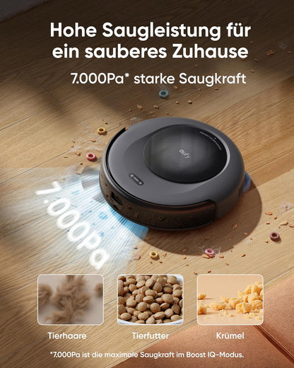Eufy Omni C20, 7.000Pa, All-in-One-Station, Auto-Entleerung & -Reinigung, 8,5 cm, mit Wischfunktion