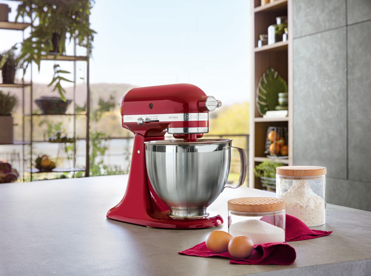 KitchenAid 4,8 L 5KSM185 Artisan Küchenmaschine Allrounderset Fleischwolf+Spritzgebäck+Gemüseschneider